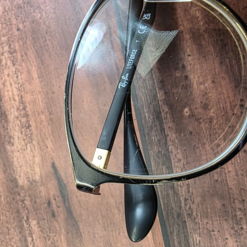 Ray-Ban RB 6355 2994 Liteforce Matte Black Gold Round Eyeglasses 50-20-145